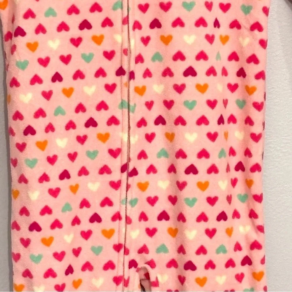 Carter’s | Girls Pink Hearts Valentine’s Day Footed Sleeper Pajamas Pjs 3T